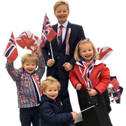 smiling child with union jack sticker