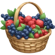 A little basket filled with berries or flowers. sticker