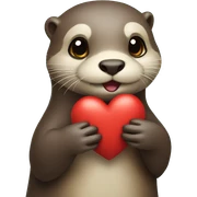 otter holding a heart sticker