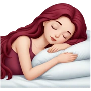 A beautiful, burgundy long haired girl sleeping in bed sticker