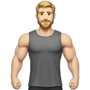Full height Pale skinned fit man With biceps, Realistic eyes and mouth, light brown hair and stubble In dark gray sleeveless mike, black oversize sports shorts, watch and white sneakers. sticker