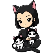 Pretty Catwoman with 2 kittens sticker