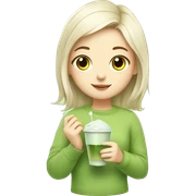 Cute girl holding a cat and cup of iced matcha  sticker