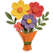 bouquet of flowers in paper-craft style sticker