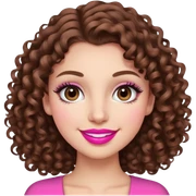 smiling girl with brown curly hair and pink lipstick, and thick eyelashes sticker