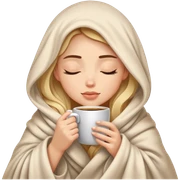 girl inside a blanket sipping coffee eyes closed sticker