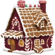 Burgundy gingerbread house sticker