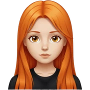 Girl with long orange straight hair and black shirt sticker