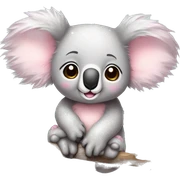 Koala "A pastel pink koala with a soft glowing body, sparkly fur, and tiny star accents on its ears, holding a glittering eucalyptus branch." sticker