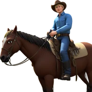 cowboy on horseback with gun sticker