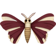 Moth made out of a book, book, newspaper, maroon ribbons sticker