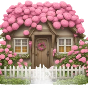 cottage with pink flowers sticker