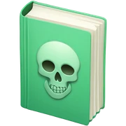 Mint green book with skull sticker