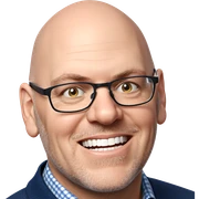 smiling bald man with glasses sticker
