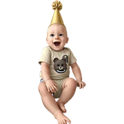 baby boy in hat sitting sticker