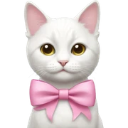 white cat with pink bow  sticker