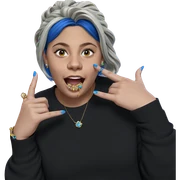 blue-haired girl with jewelry sticker