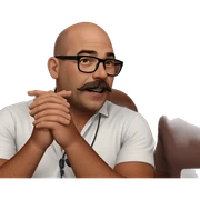 bald man in white shirt sticker