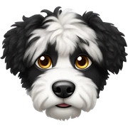 fuzzy black and white dog sticker