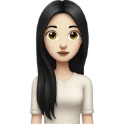 Pale girl with long black hair with black heart  sticker