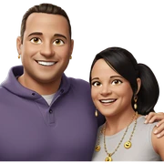 smiling couple with jewelry sticker