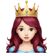 Beautiful long burgundy haired girl wearing a princess crown sticker