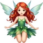 Une magnifique fée mignonne avec  de belles ailes qui scintillent une magnifique robe naturelle avec de très long cheveux roux avec des yeux marrons de belle jambe qui vol et  sticker