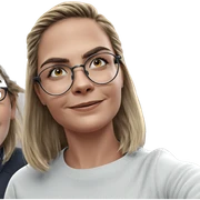 smiling girl with glasses sticker