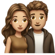 Girl with brown hair kissing guy with brown hair  sticker
