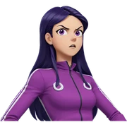 girl with purple eyes frowning sticker