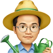 Asian man dressed as a gardener sticker