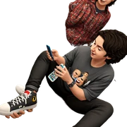 casual indoors with phone sticker