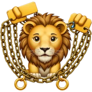 Multiple chains and a lion sticker