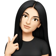 female, black shirt, long black hair sticker