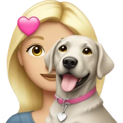 Blonde girl with pink heart and silver lab sticker