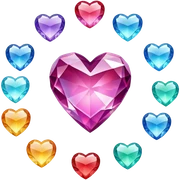 Every color of cut crystal heart emojis sticker