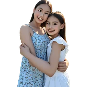 girls enjoying a sunny day sticker