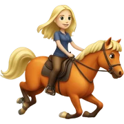 Blonde girl riding orange horse  sticker