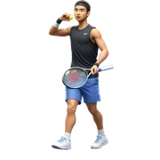 boy playing tennis solo sticker