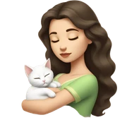 brunette Sleeping beauty girl with white kitty sticker