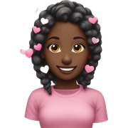 Black girl happy pink hearts around sticker