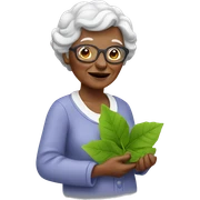 Granny holding a green leaf sticker