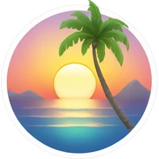 sunrise with palm tree sticker