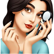 She is doing make up on her eyes sticker