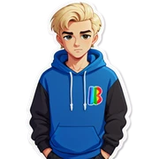 Blonde Bi Boy with Pride hoody sticker