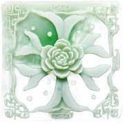 A Rectangle Chinese style white water-lily-patterned jade ornament sticker
