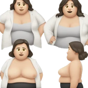 Fat white skinned brunette woman with large belly sticker