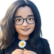 smiling girl holding daisy sticker