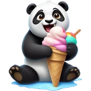 Panda eating ice cream sticker