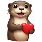 otter holding heart  sticker